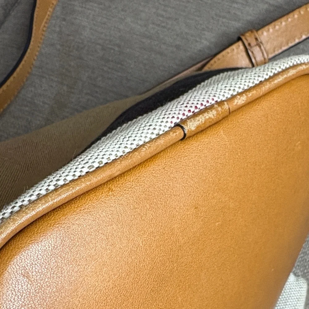 Burberry Ashby House Check Canvas Bucket Crossbody Leather Trim and Tassel - Picture 15 of 15